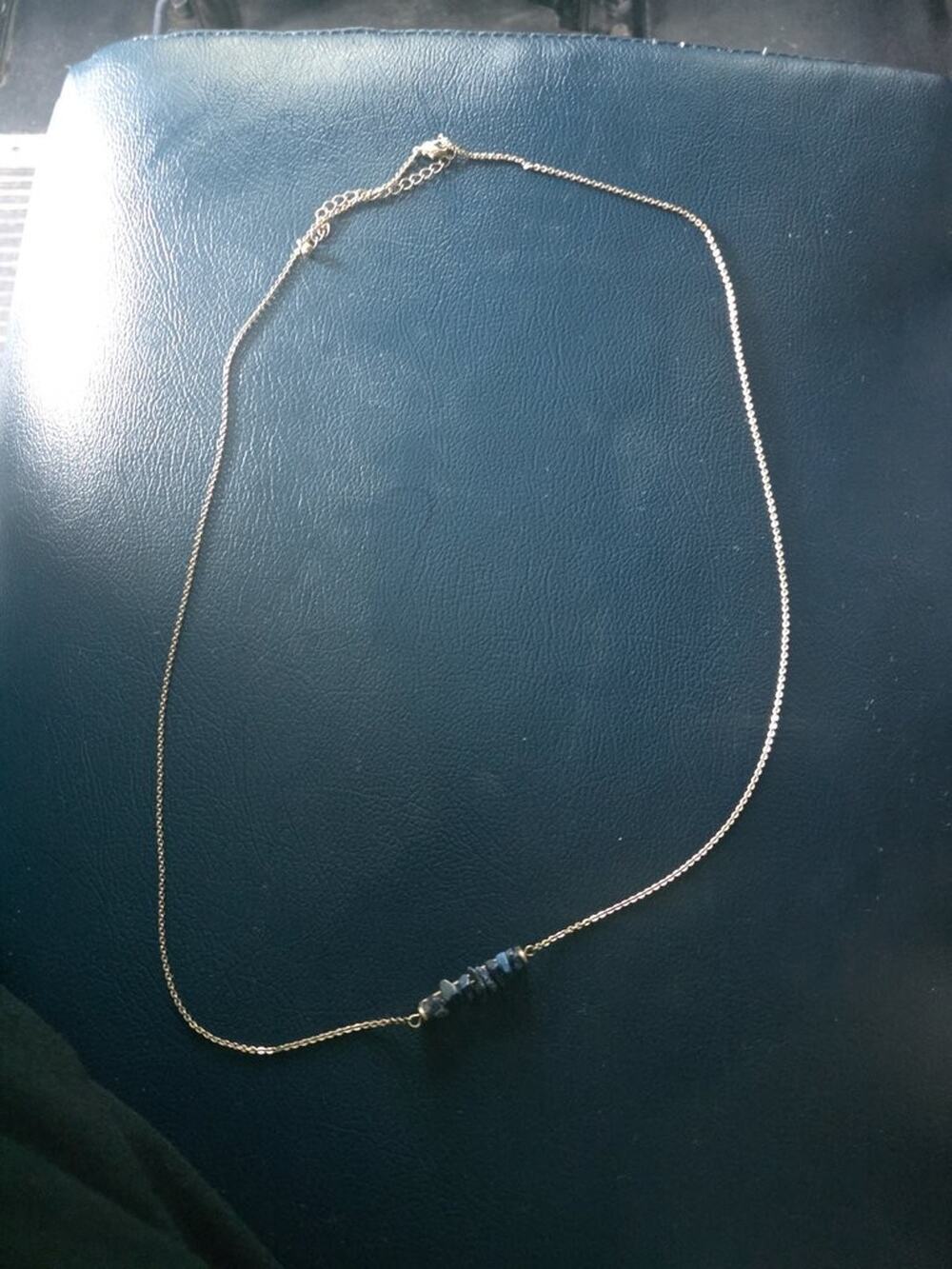 Delicate Gold Chain Necklace with Blue Stone Beads
